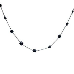 Elegant Blue Faceted Gem Clusters Silver Tone Chain Necklace Fashion Jewelry